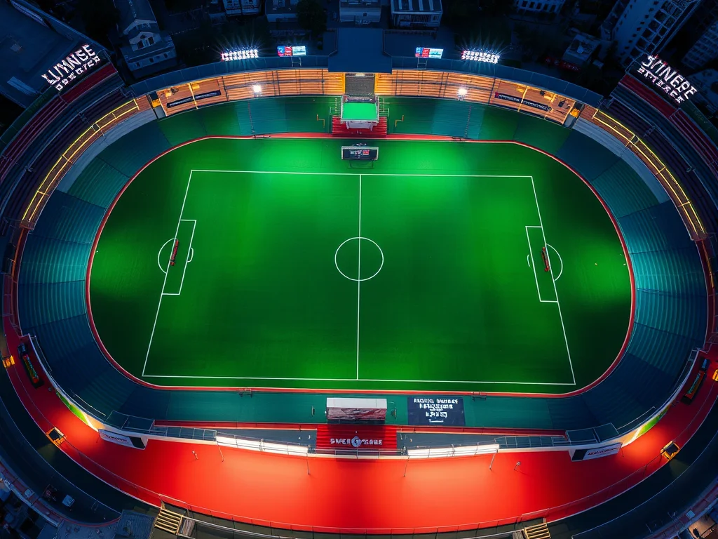 Aerial view of an international field hockey stadium